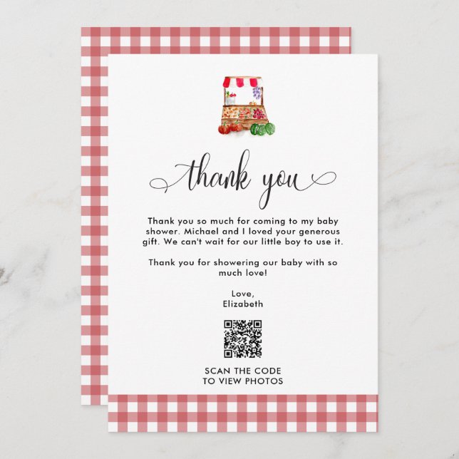 Thank you Baby Shower Locally Grown Farm QR Code (Front/Back)