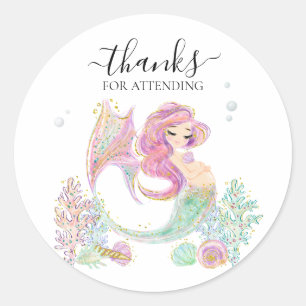 Thank you Baby shower Mermaid  Classic Round Sticker