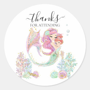 Thank you Baby shower Mermaid  Classic Round Sticker