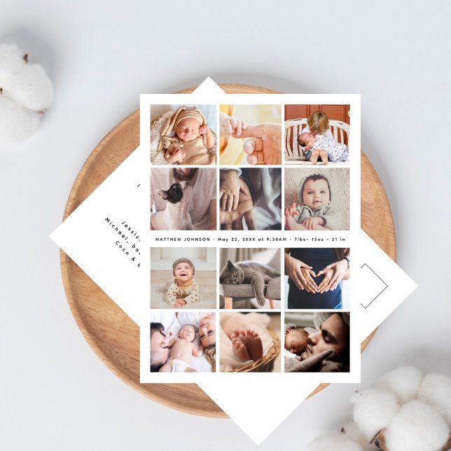 Thank You Baby Shower Minimalist 12 Photo Collage Postcard (Creator Uploaded)