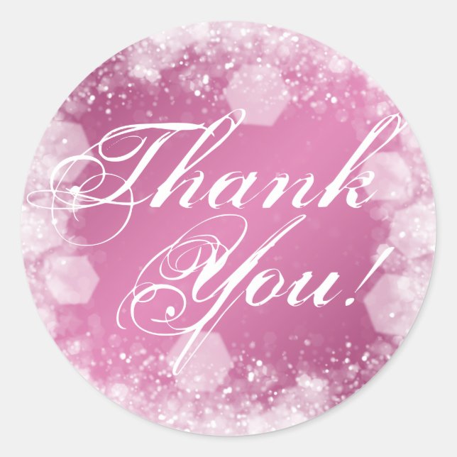 Thank You Baby Shower Night Sparkle Pink Classic Round Sticker (Front)