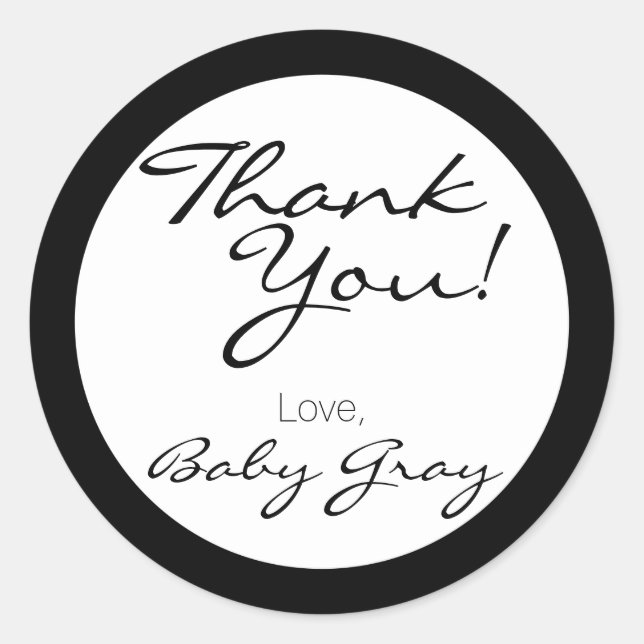 Thank You Baby Shower Personalise Custom Classic Round Sticker (Front)