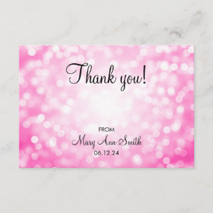 Thank You Baby Shower Pink Glitter Lights Card