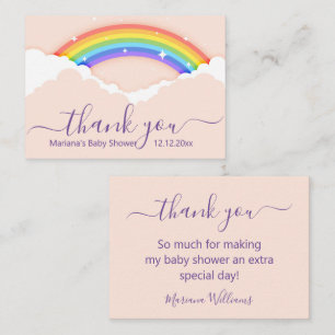 thank you baby shower rainbow purple pink card