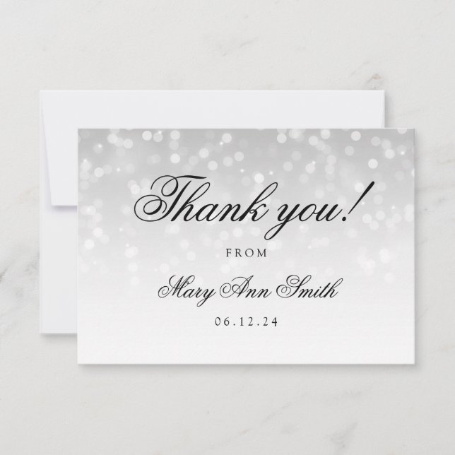 Thank You Baby Shower Silver Bokeh Sparkle Lights (Front)