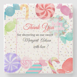 thank you baby shower  stone coaster