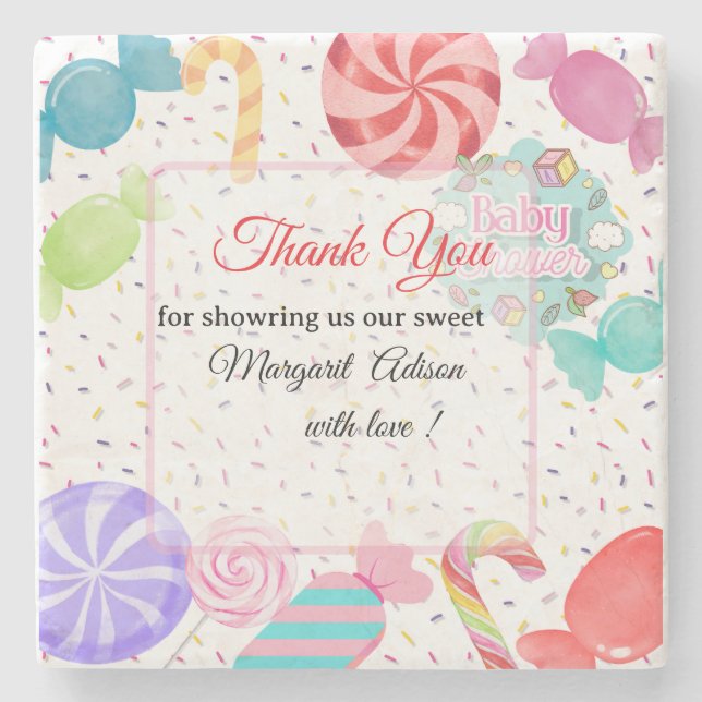 thank you baby shower  stone coaster (Front)