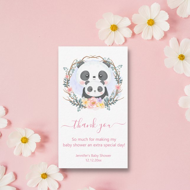 thank you baby shower watercolor cute pandas pink  card (Creator Uploaded)