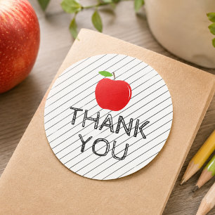 Thank You Back to School Teacher Apple Class Classic Round Sticker