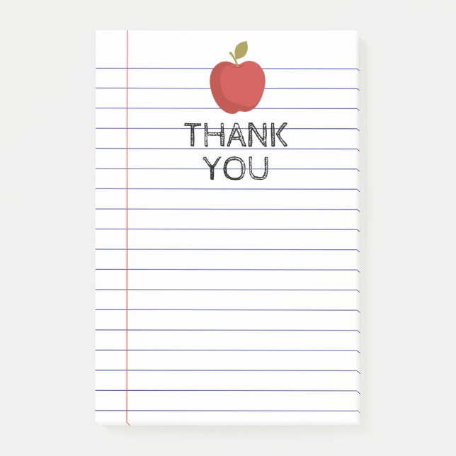 Thank You Back to School Teacher Apple Class Post-it Notes (Front)