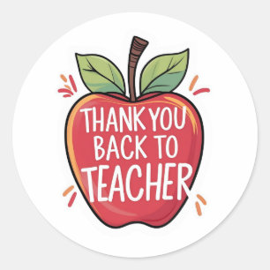 Thank You Back to School Teacher Apple  Classic Round Sticker