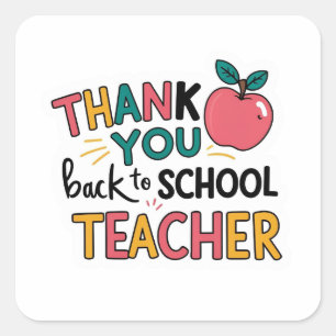 Thank You Back to School Teacher Apple  Square Sticker