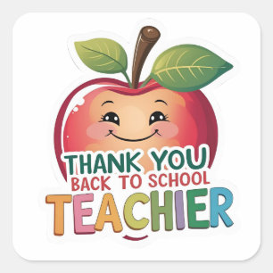 Thank You Back to School Teacher Apple  Square Sticker