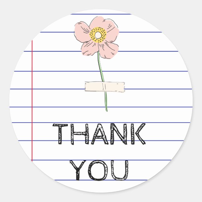 Thank You Back to School Teacher Wildflower Classic Round Sticker (Front)