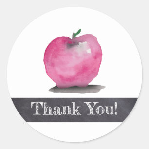 Thank you Back to School watercolor apple Classic Round Sticker
