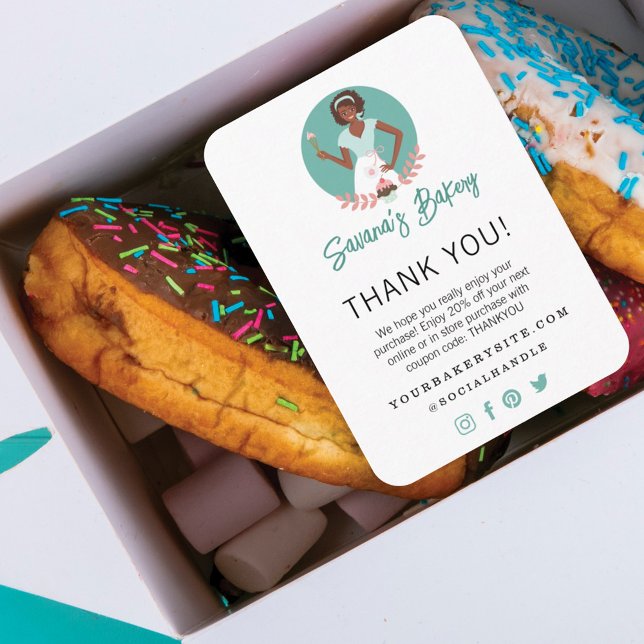 Thank You Bakery Woman Business Utensils & Sweets Enclosure Card (Creator Uploaded)