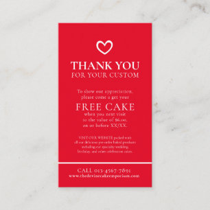 Thank you baking business photo free promo red business card