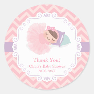 Thank You Ballerina Tutu Baby Girl Shower Stickers