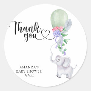 Thank you Balloon and Elephant  Classic Round Sticker