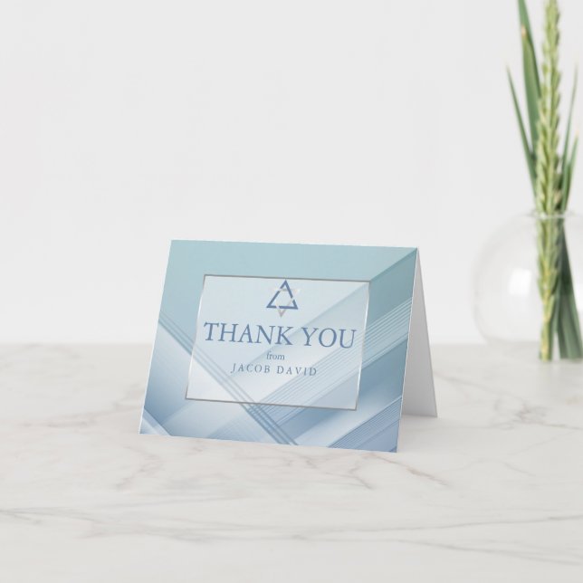 Thank You | Bar Mitzvah Classic Blue Lines Invitation (Front)