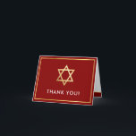 THANK YOU bar mitzvah gold star burgundy dark red Card<br><div class="desc">[ NOTE - THE GOLD EFFECT IS A PRINTED PICTURE ] A modern, simple design for a THANK YOU CARD Setup as a template it is simple for you to add your own details, or hit the customise button and you can add or change text, fonts, sizes etc TIP ::...</div>