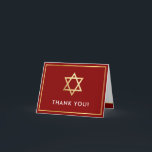 THANK YOU bar mitzvah gold star burgundy dark red Card<br><div class="desc">[ NOTE - THE GOLD EFFECT IS A PRINTED PICTURE ] A modern, simple design for a THANK YOU CARD Setup as a template it is simple for you to add your own details, or hit the customise button and you can add or change text, fonts, sizes etc TIP ::...</div>