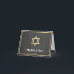 THANK YOU bar mitzvah gold star grey chalkboard<br><div class="desc">[ NOTE - THE GOLD EFFECT IS A PRINTED PICTURE ] A modern, simple design for a THANK YOU CARD Setup as a template it is simple for you to add your own details, or hit the customise button and you can add or change text, fonts, sizes etc TIP ::...</div>