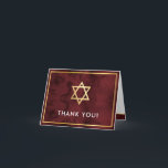 THANK YOU bar mitzvah gold star maroon dark red Card<br><div class="desc">[ NOTE - THE GOLD EFFECT IS A PRINTED PICTURE ] A modern, simple design for a THANK YOU CARD Setup as a template it is simple for you to add your own details, or hit the customise button and you can add or change text, fonts, sizes etc TIP ::...</div>