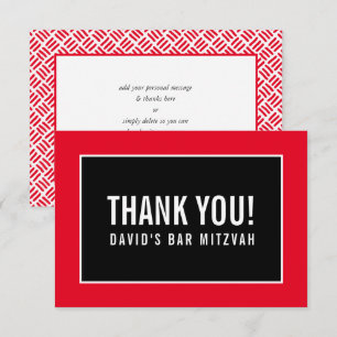 THANK YOU BAR MITZVAH minimalist grid red black