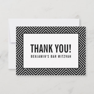 THANK YOU BAR MITZVAH modern geometric black white