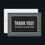 THANK YOU BAR MITZVAH modern geometric black white<br><div class="desc">by kat massard >>> https://linktr.ee/simplysweetpaperie <<< A simple, stylish way to say thank you to your guest's for attending your event. Setup as a template it is simple for you to add your own details, or hit the customise button and you can add or change text, fonts, sizes etc TIP...</div>