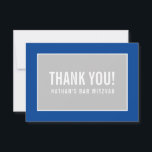 THANK YOU BAR MITZVAH modern geometric blue grey<br><div class="desc">by kat massard >>> https://linktr.ee/simplysweetpaperie <<< A simple, stylish way to say thank you to your guest's for attending your event. Setup as a template it is simple for you to add your own details, or hit the customise button and you can add or change text, fonts, sizes etc TIP...</div>