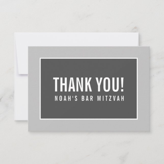 THANK YOU BAR MITZVAH modern geometric mono grey (Front)