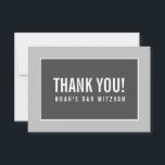 THANK YOU BAR MITZVAH modern geometric mono grey<br><div class="desc">by kat massard >>> https://linktr.ee/simplysweetpaperie <<< A simple, stylish way to say thank you to your guest's for attending your event. Setup as a template it is simple for you to add your own details, or hit the customise button and you can add or change text, fonts, sizes etc TIP...</div>