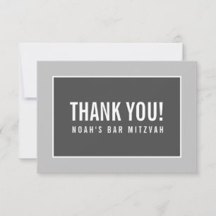 THANK YOU BAR MITZVAH modern geometric mono grey Card