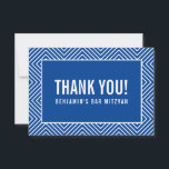 THANK YOU BAR MITZVAH modern geometric royal blue<br><div class="desc">by kat massard >>> https://linktr.ee/simplysweetpaperie <<< A simple, stylish way to say thank you to your guest's for attending your event. Setup as a template it is simple for you to add your own details, or hit the customise button and you can add or change text, fonts, sizes etc TIP...</div>