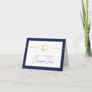 THANK YOU bar mitzvah modern gold jewish star navy
