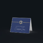 THANK YOU bar mitzvah modern gold jewish star navy Card<br><div class="desc">[ NOTE - THE GOLD EFFECT IS A PRINTED PICTURE ] A modern, simple design for THANK YOU CARD Setup as a template it is simple for you to add your own details, or hit the ize button and you can add or change text, fonts, customsizes, etc TIP: 1. To...</div>