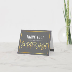 THANK YOU bar mitzvah modern gold name calligraphy Card