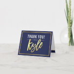 THANK YOU bar mitzvah modern gold name KYLE navy<br><div class="desc">[ NOTE - THE GOLD EFFECT IS A PRINTED PICTURE ] A modern, simple design for a THANK YOU CARD Setup as a template it is simple for you to add your own details, or hit the customise button and you can add or change text, fonts, sizes etc TIP ::...</div>