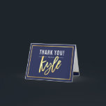 THANK YOU bar mitzvah modern gold name KYLE navy Card<br><div class="desc">[ NOTE - THE GOLD EFFECT IS A PRINTED PICTURE ] A modern, simple design for a THANK YOU CARD Setup as a template it is simple for you to add your own details, or hit the customise button and you can add or change text, fonts, sizes etc TIP ::...</div>