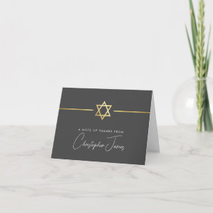 THANK YOU bar mitzvah modern gold star grey grey