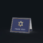 THANK YOU bar mitzvah modern gold star navy blue<br><div class="desc">[ NOTE - THE GOLD EFFECT IS A PRINTED PICTURE ] A modern, simple design for a THANK YOU CARD Setup as a template it is simple for you to add your own details, or hit the customise button and you can add or change text, fonts, sizes etc TIP ::...</div>