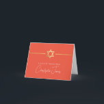 THANK YOU bar mitzvah modern jewish star orange<br><div class="desc">[ NOTE - THE GOLD EFFECT IS A PRINTED PICTURE ] A modern, simple design for THANK YOU CARD Setup as a template it is simple for you to add your own details, or hit the ize button and you can add or change text, fonts, customsizes, etc TIP: 1. To...</div>