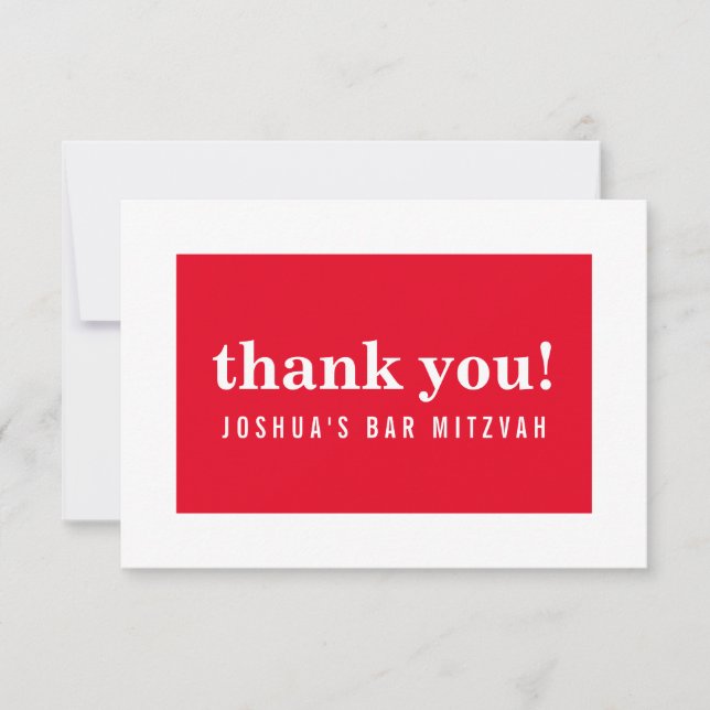THANK YOU BAR MITZVAH modern minimalist bold red (Front)