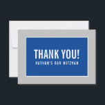 THANK YOU BAR MITZVAH modern minimalist grey blue<br><div class="desc">by kat massard >>> https://linktr.ee/simplysweetpaperie <<< A simple, stylish way to say thank you to your guest's for attending your event. Setup as a template it is simple for you to add your own details, or hit the customise button and you can add or change text, fonts, sizes etc TIP...</div>