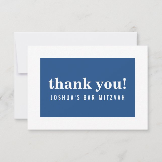 THANK YOU BAR MITZVAH modern minimalist navy blue (Front)