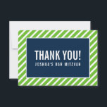 THANK YOU BAR MITZVAH modern nfl green navy blue<br><div class="desc">by kat massard >>> https://linktr.ee/simplysweetpaperie <<< A simple, stylish way to say thank you to your guest's for attending your event. Setup as a template it is simple for you to add your own details, or hit the customise button and you can add or change text, fonts, sizes etc TIP...</div>