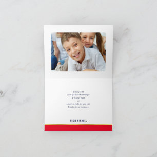 THANK YOU bar mitzvah modern red gold calligraphy Card