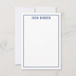 THANK YOU BAR MITZVAH modern simple name navy blue Card